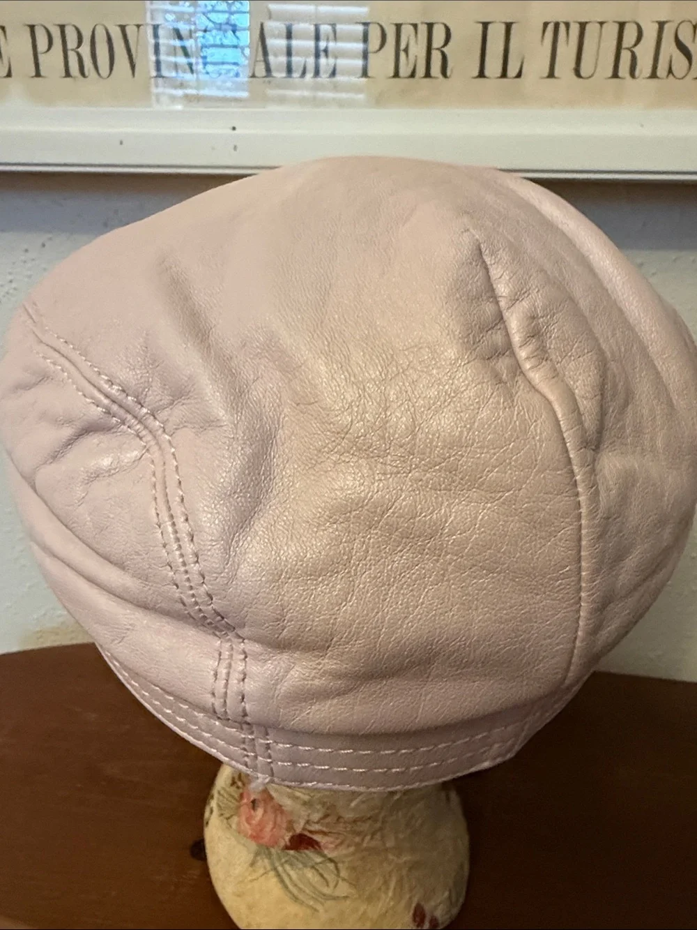 Light Pink Leather Newsboy Cap by Wilsons Leather